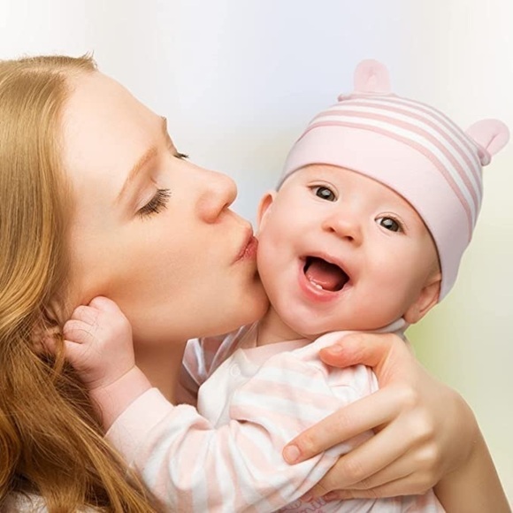 NWT GEYOGA - 6-Piece Newborn Baby Hat with Bear Ears for 0-3mos. - Picture 8 of 8